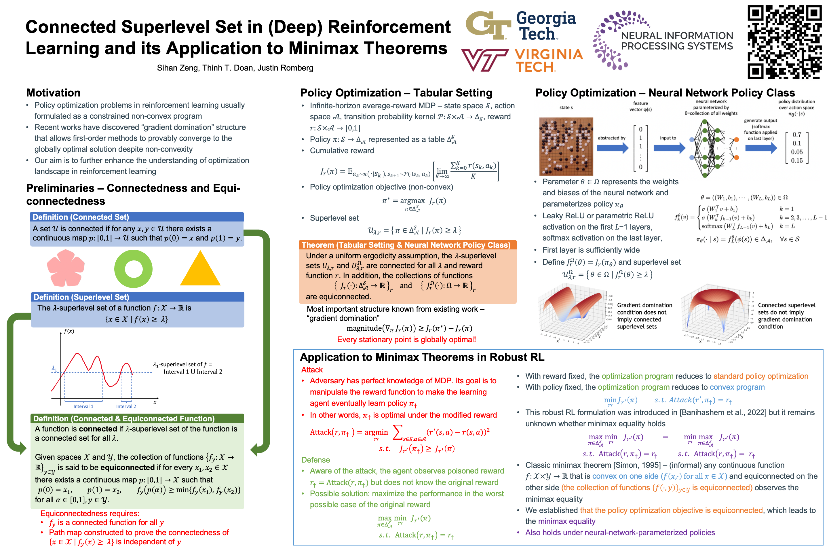 NeurIPS Poster Connected Superlevel Set in (Deep) Reinforcement